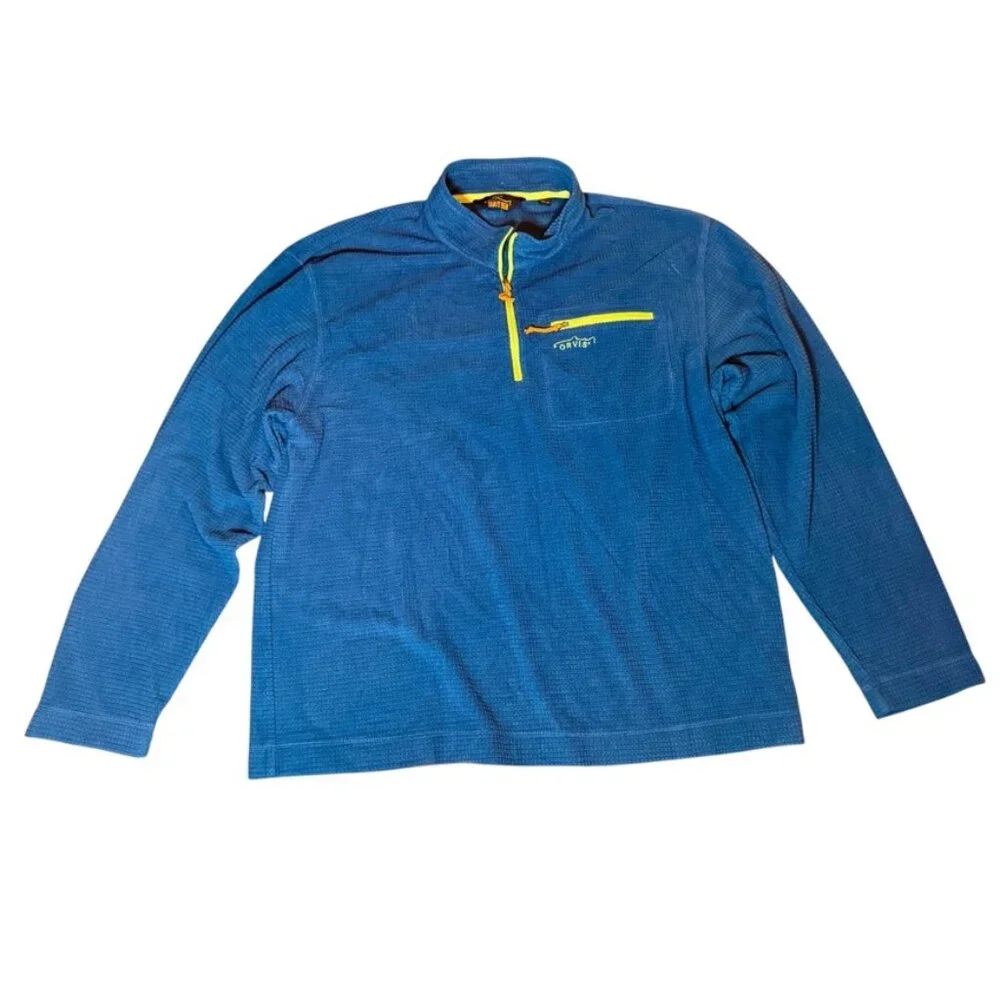 Orvis Trout Bum Waffle Knit Quarter-Zip Pullover – Men’s Large – Blue Technical